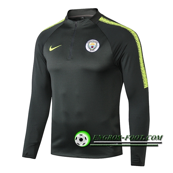 Engros-foot: Sweatshirt Training Manchester City Vert fonce 2018-2019 Thailande