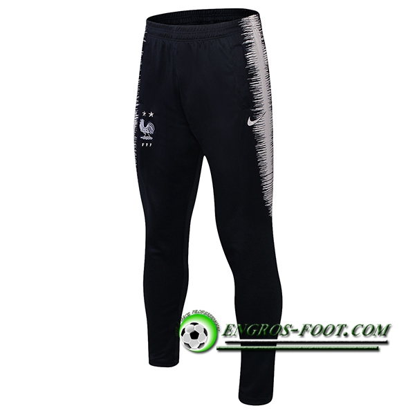 Engros-foot: Training Pantalon Foot France 2 Etoiles Noir/Blanc 2018-2019 Thailande