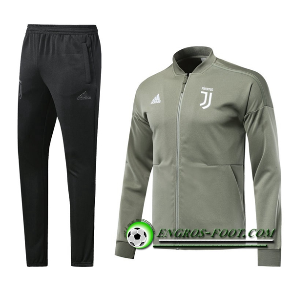 Engros-foot: Ensemble Survetement Foot - Veste Juventus Gris Fonce 2018-2019 Thailande