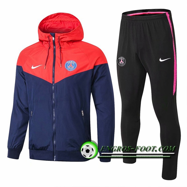 Engros-foot: Ensemble Veste Coupe Vent PSG Rouge/Bleu Fonce 2018-2019 Thailande