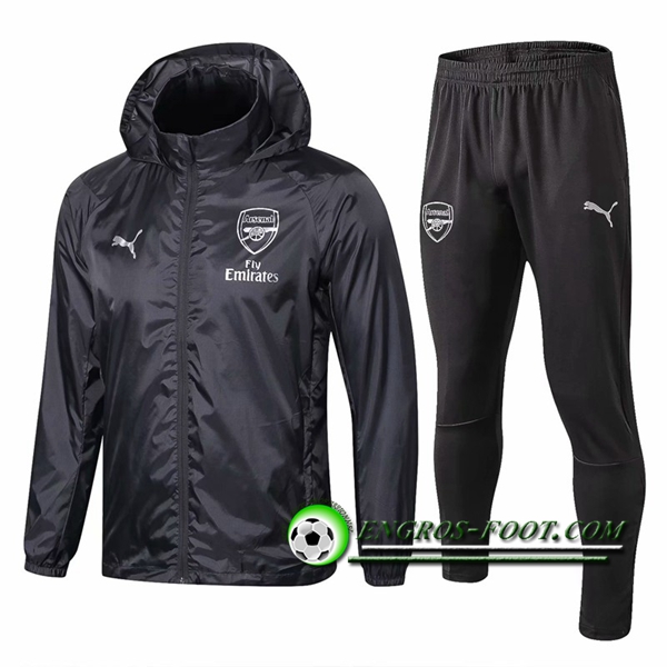 Engros-foot: Ensemble Survetement Veste Coupe Vent Arsenal Gris Fonce 2018-2019 Thailande