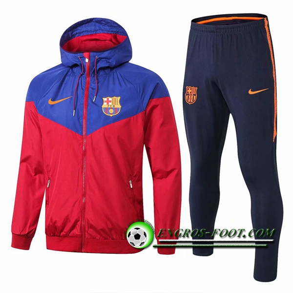 Engros-foot: Ensemble Survetement Veste Coupe Vent FC Barcelone Rouge/Bleu 2018-2019 Thailande