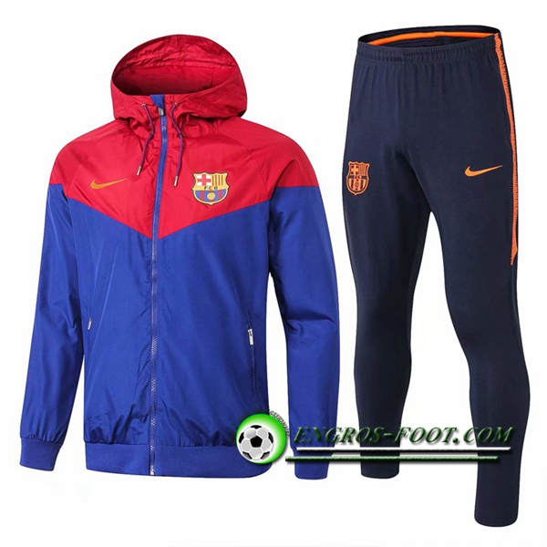 Engros-foot: Ensemble Survetement Veste Coupe Vent FC Barcelone Bleu/Rouge 2018-2019 Thailande