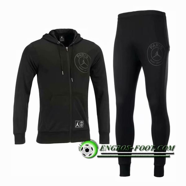 Engros-foot: Ensemble Sweat A Capuche Survetement Jordan PSG Noir 2018-2019 -02 Thailande