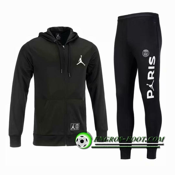 Engros-foot: Ensemble Sweat A Capuche Survetement Jordan PSG Noir 2018-2019 -03 Thailande