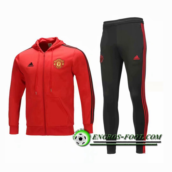 Engros-foot: Ensemble Sweat A Capuche Survetement Manchester United Rouge 2018-2019 Thailande