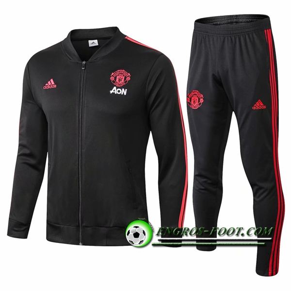 Engros-foot: Ensemble Survetement Foot - Veste Manchester United Noir 2018-2019 Thailande