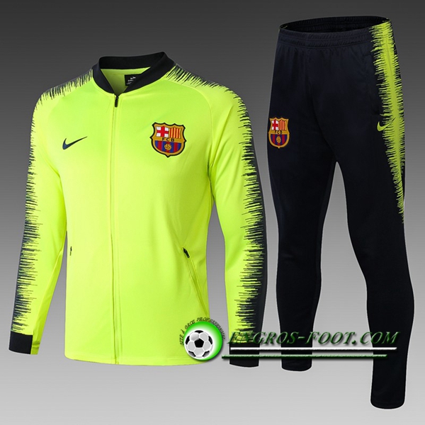 Engros-foot: Ensemble Survetement Foot - Veste FC Barcelone Enfant Vert/Noir 2018-2019 Thailande