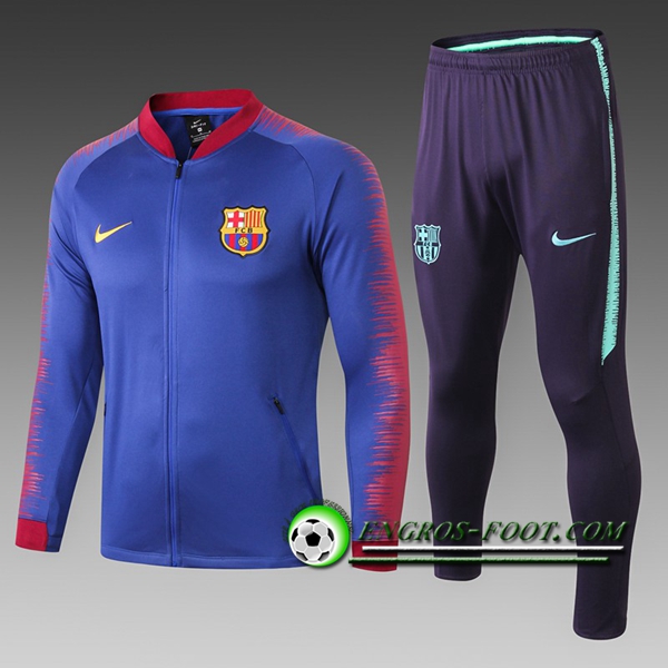 Engros-foot: Ensemble Survetement Foot - Veste FC Barcelone Enfant Bleu/Rouge 2018-2019 Thailande