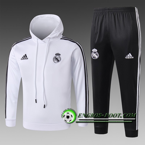 Engros-foot: Ensemble Sweat A Capuche Survetement Real Madrid Enfant Blanc 2018-2019 Thailande