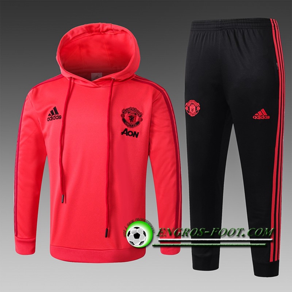 Engros-foot: Ensemble Sweat A Capuche Survetement Manchester United Enfant Rouge 2018-2019 Thailande