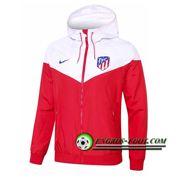 Engros-foot: Veste Foot Coupe Vent Atletico Madrid Blanc/Rouge 2018-2019 Thailande