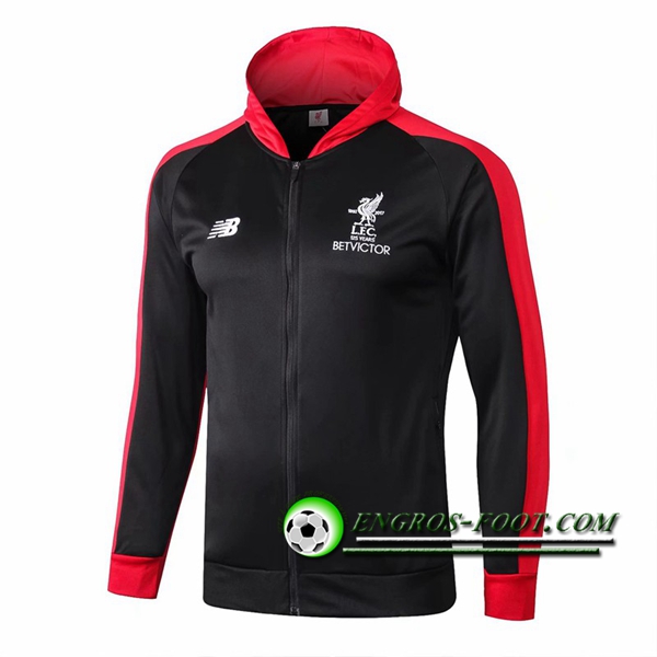 Engros-foot: Veste Foot Sweat A Capuche FC Liverpool Noir/Rouge 2018-2019 Thailande