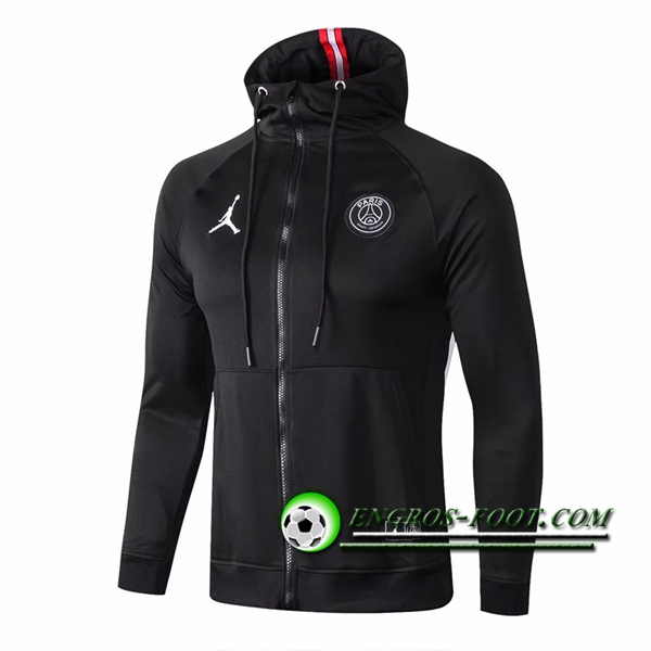 Engros-foot: Veste Foot Sweat A Capuche Jordan PSG Noir 2018-2019 Thailande