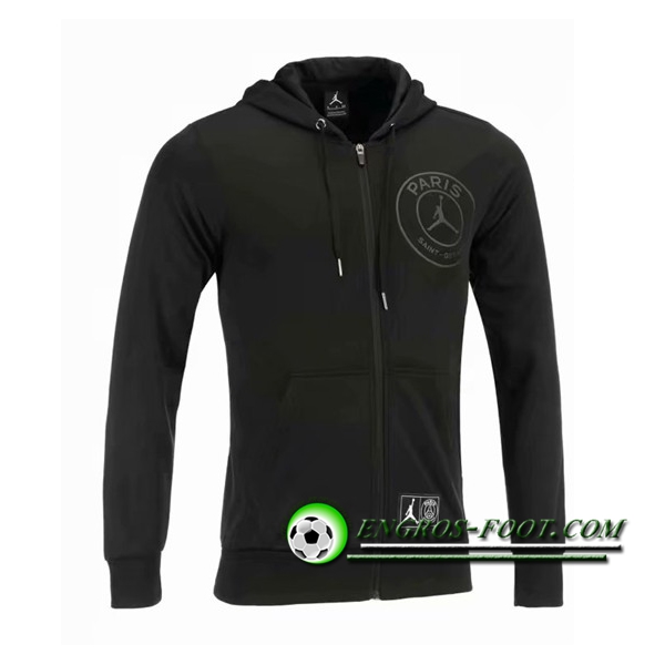 Engros-foot: Veste Foot Sweat A Capuche Jordan PSG Noir 2018-2019 -02 Thailande