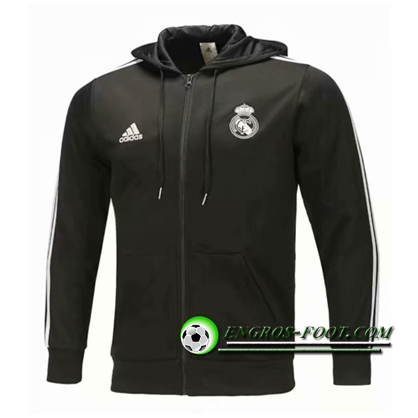 Engros-foot: Veste Foot Sweat A Capuche Real Madrid Noir 2018-2019 Thailande