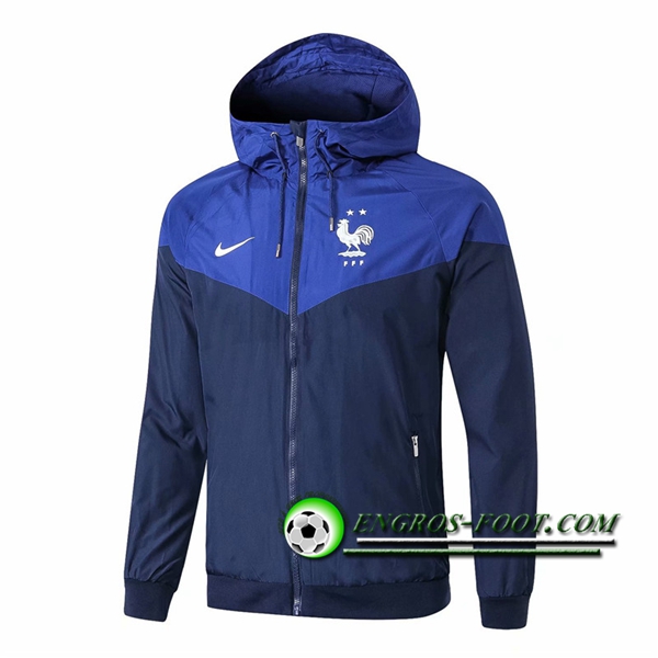 Engros-foot: Veste Foot Coupe Vent France 2 Etoiles Bleu/Noir 2018-2019 Thailande