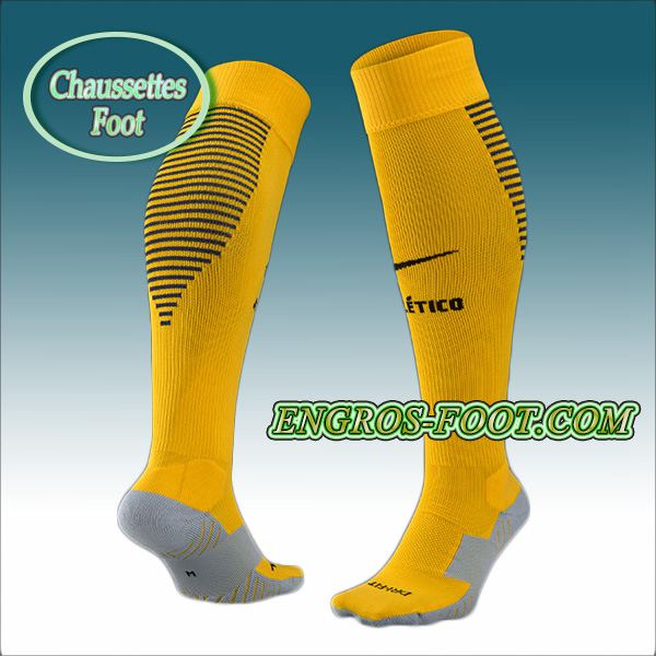 Engros-foot: Chaussettes Foot Atletico Madrid Jaune 2016 2017 Exterieur Thailande