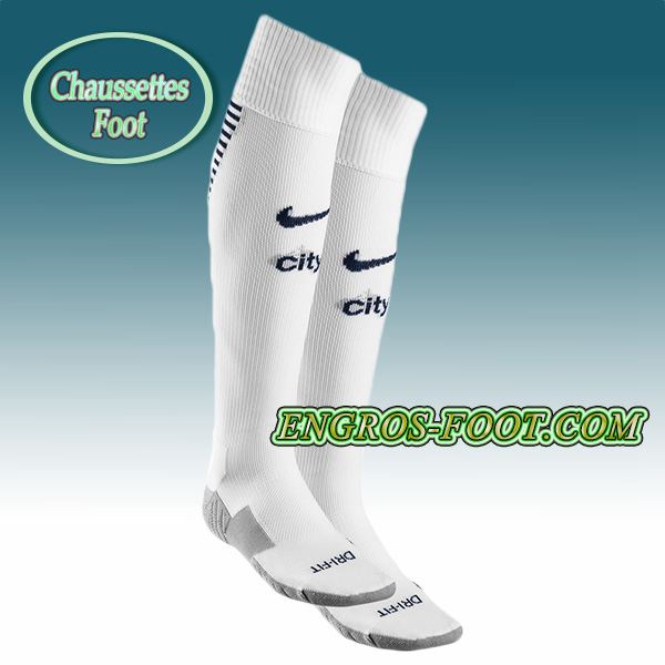 Engros-foot: Chaussettes Foot Manchester City Blanc 2016 2017 Domicile Thailande