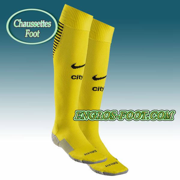 Engros-foot: Chaussettes Foot Manchester City Jaune 2016 2017 Exterieur Thailande