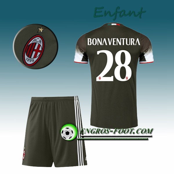 Engros-foot: Ensemble Maillot Foot Milan AC Enfant BONAVENTURA 28 Third 2016 2017 Vert Fonce Thailande