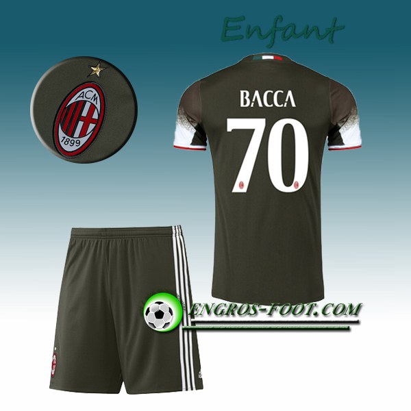 Engros-foot: Ensemble Maillot Foot Milan AC Enfant BACCA 70 Third 2016 2017 Vert Fonce Thailande