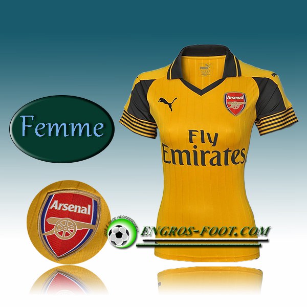 Engros-foot: Jeu Maillot de Foot Arsenal Femme Exterieur 2016 2017 Jaune Thailande