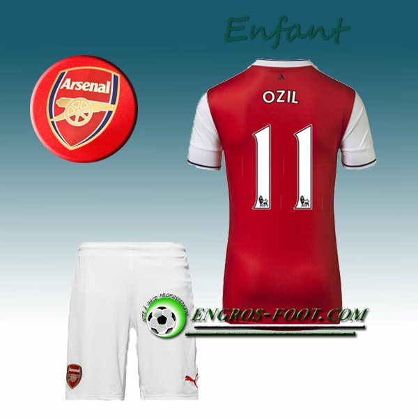 Engros-foot: Ensemble Maillot Foot Arsenal Enfant OZIL 11 Domicile 2016 2017 Rouge Thailande