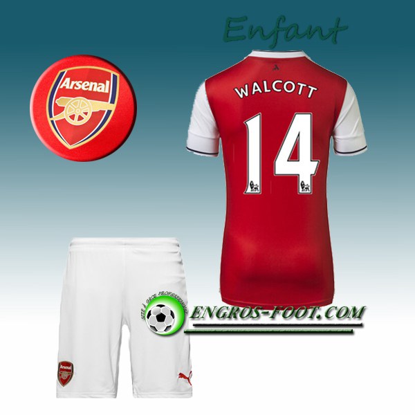 Engros-foot: Ensemble Maillot Foot Arsenal Enfant WALCOTT 14 Domicile 2016 2017 Rouge Thailande