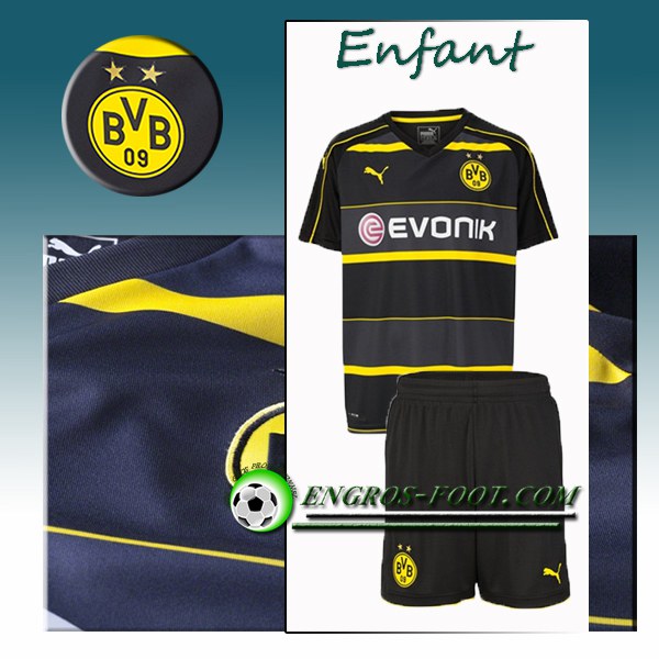 Engros-foot: Ensemble Maillot Foot Dortmund BVB Enfant Exterieur 2016 2017 Noir Thailande