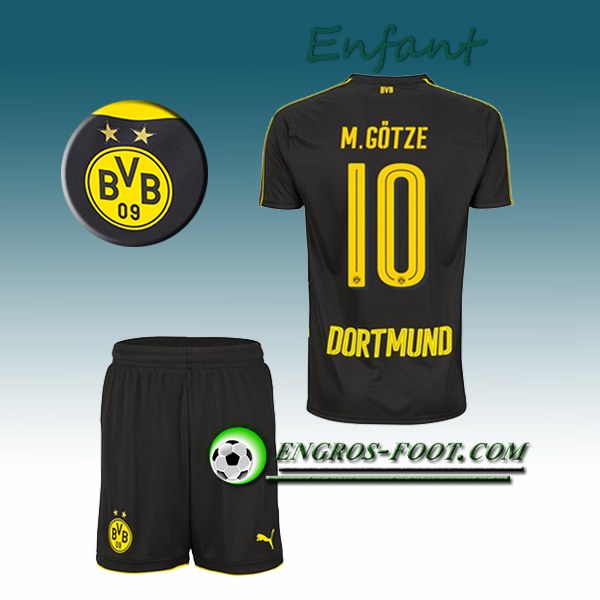 Engros-foot: Ensemble Maillot Foot Dortmund BVB Enfant GOTZE 10 Exterieur 2016 2017 Noir Thailande