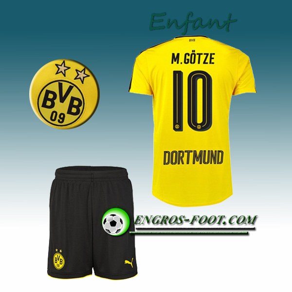 Engros-foot: Ensemble Maillot Foot Dortmund BVB Enfant GOTZE 10 Domicile 2016 2017 Jaune Thailande