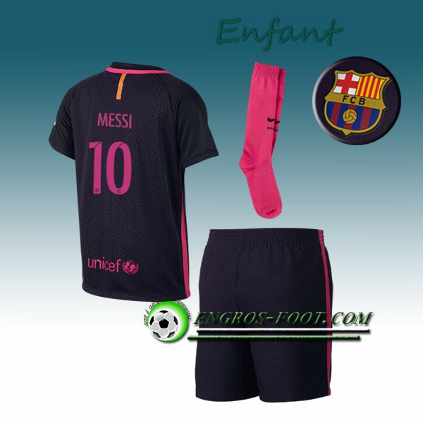 Engros-foot: Ensemble Maillot Foot FC Barcelone Enfant MESSI 10 Exterieur 2016 2017 Pourpre Thailande