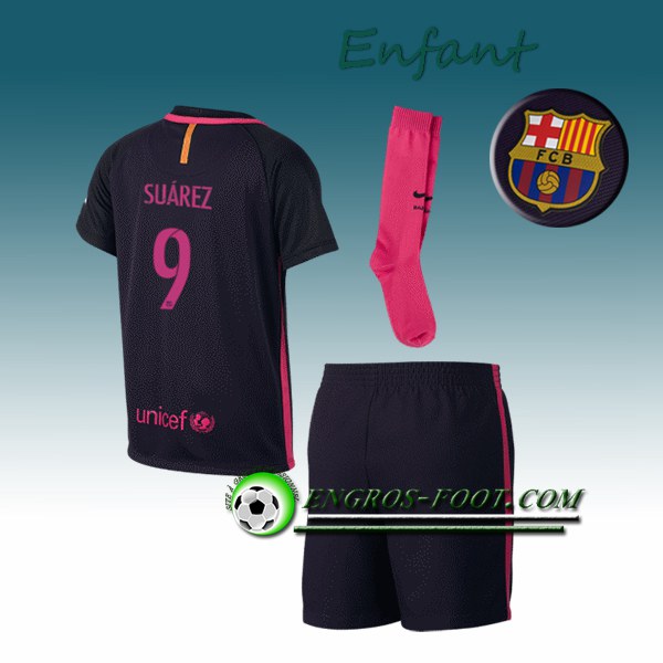 Engros-foot: Ensemble Maillot Foot FC Barcelone Enfant SUAREZ 9 Exterieur 2016 2017 Pourpre Thailande