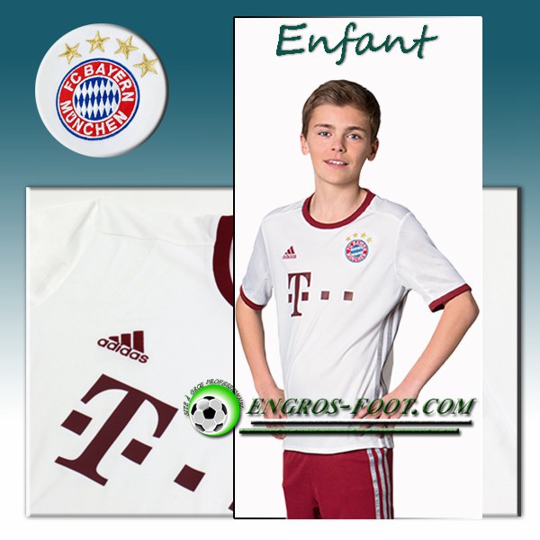 Engros-foot: Ensemble Maillot Foot FC Bayern Enfant Third 2016 2017 Gris Thailande