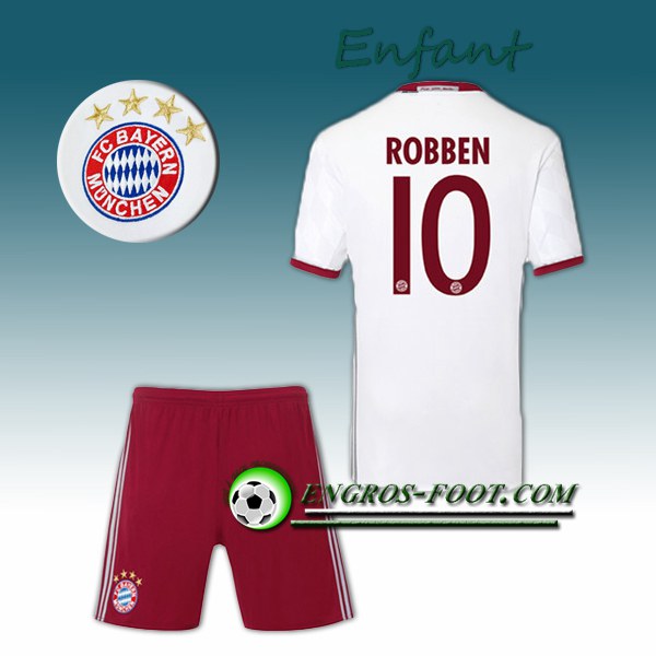 Engros-foot: Ensemble Maillot Foot FC Bayern Enfant ROBBEN 10 Third 2016 2017 Gris Thailande