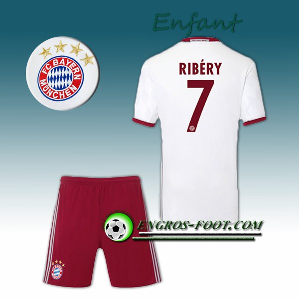 Engros-foot: Ensemble Maillot Foot FC Bayern Enfant RIBERY 7 Third 2016 2017 Gris Thailande