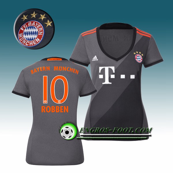 Engros-foot: Jeu Maillot de Foot Bayern Munich Femme ROBBEN 10 Exterieur 2016 2017 Blanc Thailande