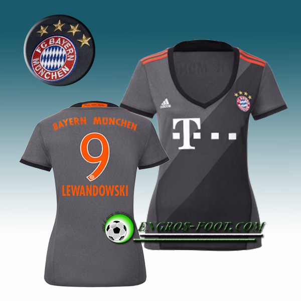 Engros-foot: Jeu Maillot de Foot Bayern Munich Femme LEWANDOWSKI 9 Exterieur 2016 2017 Blanc Thailande