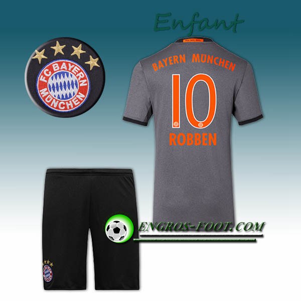 Engros-foot: Ensemble Maillot Foot FC Bayern Enfant ROBBEN 10 Exterieur 2016 2017 Blanc Thailande