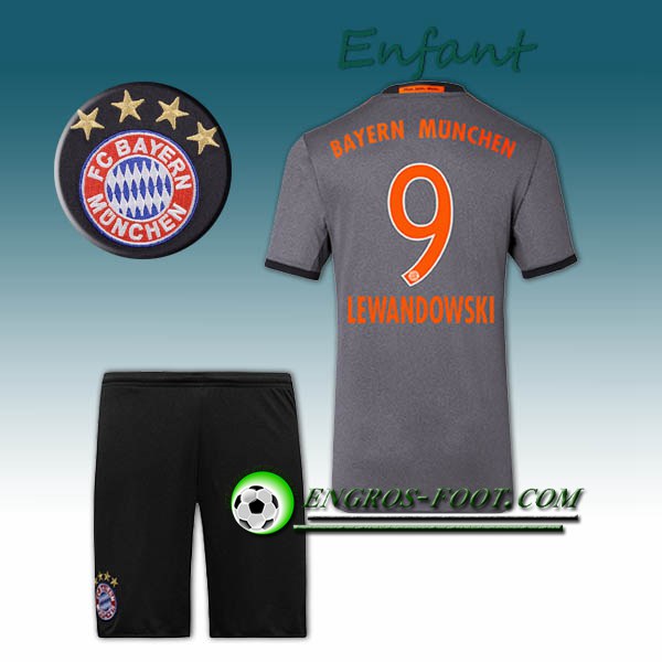 Engros-foot: Ensemble Maillot Foot FC Bayern Enfant LEWANDOWSKI 9 Exterieur 2016 2017 Blanc Thailande