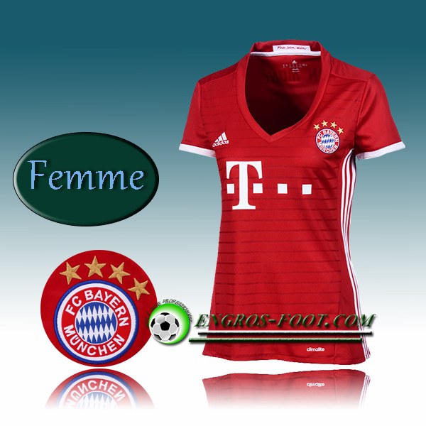 Engros-foot: Jeu Maillot de Foot Bayern Munich Femme Domicile 2016 2017 Rouge Thailande