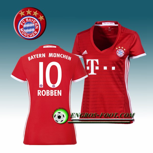 Engros-foot: Jeu Maillot de Foot Bayern Munich Femme ROBBEN 10 Domicile 2016 2017 Rouge Thailande