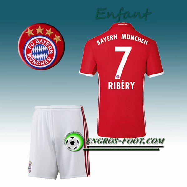 Engros-foot: Ensemble Maillot Foot FC Bayern Enfant RIBERY 7 Domicile 2016 2017 Rouge Thailande