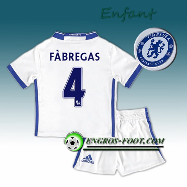 Engros-foot: Ensemble Maillot Foot Chelsea Enfant FABREGAS 4 Third 2016 2017 Blanc Thailande