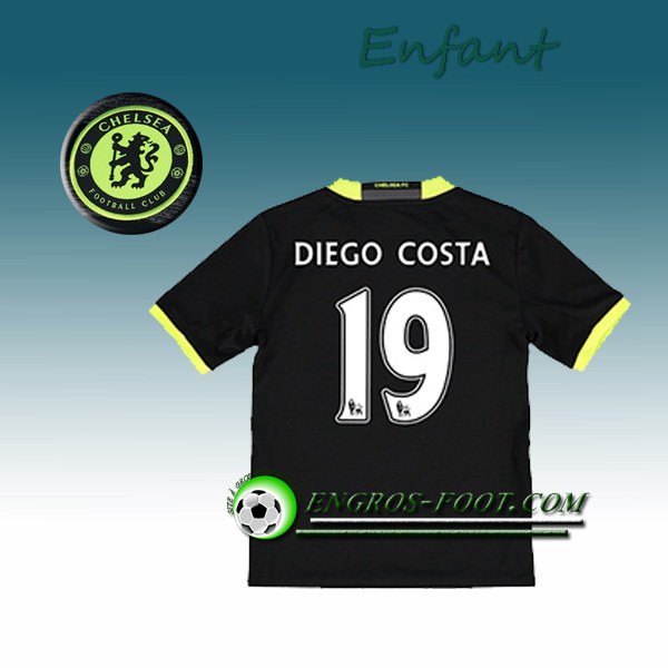 Engros-foot: Ensemble Maillot Foot Chelsea Enfant DIEGO COSTA 19 Exterieur 2016 2017 Noir Thailande