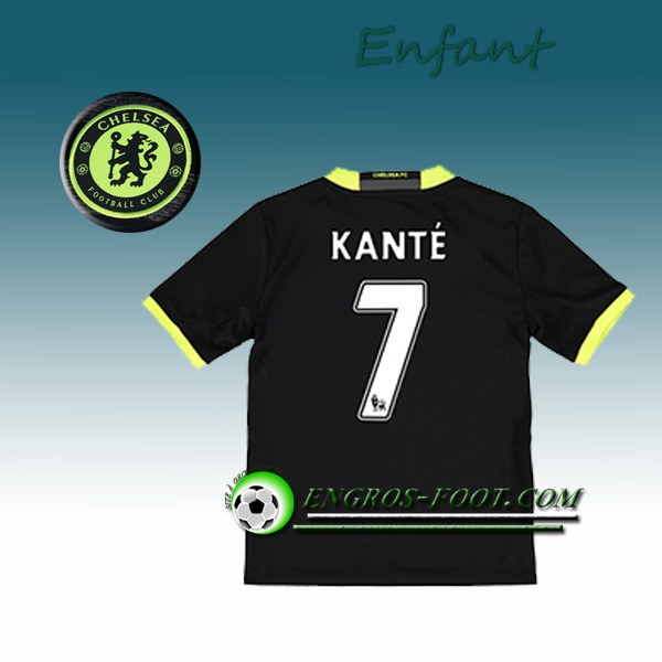 Engros-foot: Ensemble Maillot Foot Chelsea Enfant Kante 7 Exterieur 2016 2017 Noir Thailande