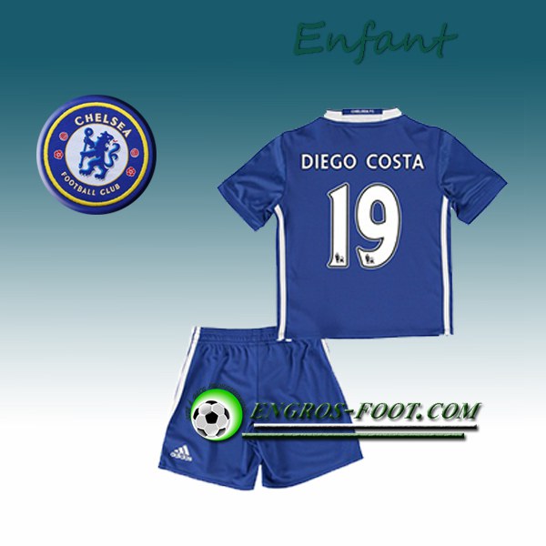 Engros-foot: Ensemble Maillot Foot Chelsea Enfant DIEGO COSTA 19 Domicile 2016 2017 Bleu Thailande