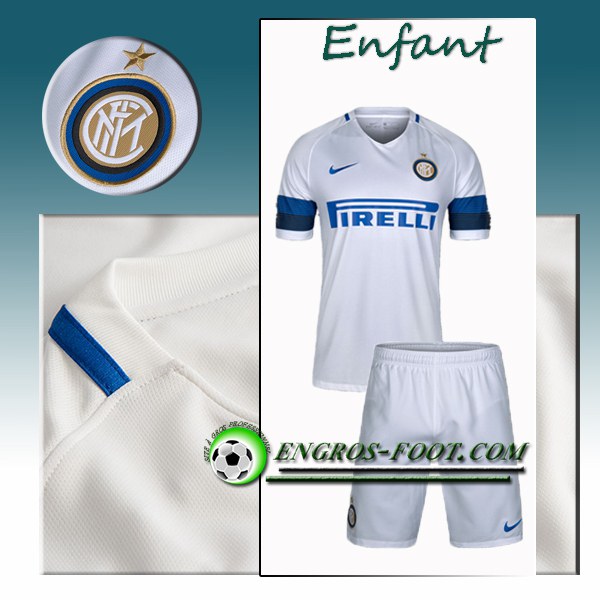 Engros-foot: Ensemble Maillot Foot Inter Milan Enfant Exterieur 2016 2017 Blanc Thailande