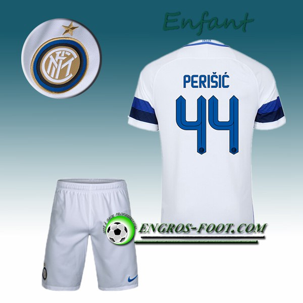 Engros-foot: Ensemble Maillot Foot Inter Milan Enfant PERISIC 44 Exterieur 2016 2017 Blanc Thailande